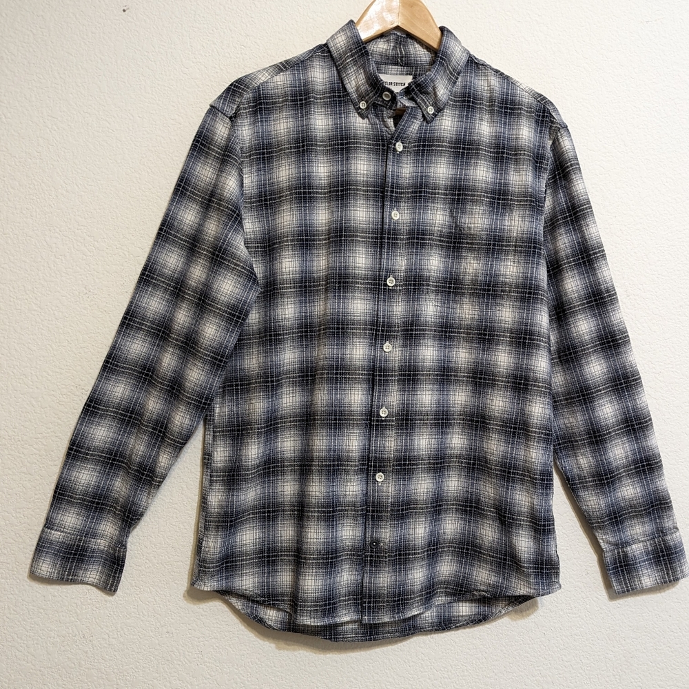 Taylor Stitch Mens Black White Plaid Organic Cotton Button Front Shirt 42 EUC